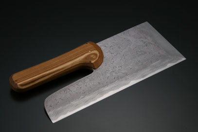 左藤蔵 そば切包丁 積層鋼(15層) 木柄(太) 330mm