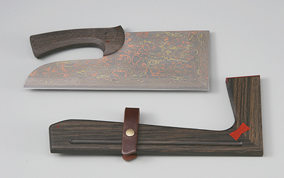 『煌王』左藤蔵 有色積層鋼 そば切包丁 330mm 青紙2号 サヤ付