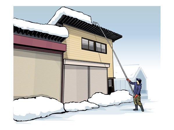 高所屋根雪落とし作業
