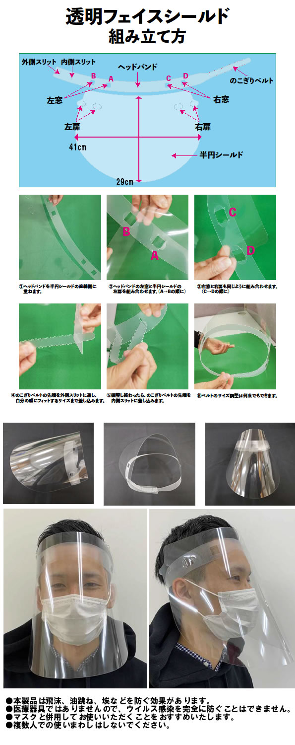 フェイスシールド取り扱い使用方法